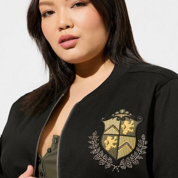 Stretch Twill Bomber Jacket Deep Black Size 2 - Picture 3 of 6